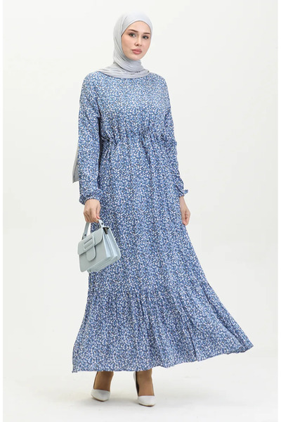 sefamerve Φόρεμα βισκόζης με λουλούδια Indigo - 81859-04