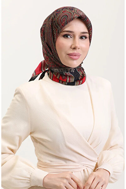 sefamerve Ethnic Κεχριμπάρι Κασκόλ 70275-10 Κόκκινο Μαύρο