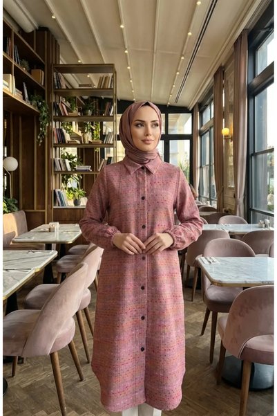 sefamerve Tunica de iarnă pentru păduretar cu nasturi 2506-03 Dusty Rose
