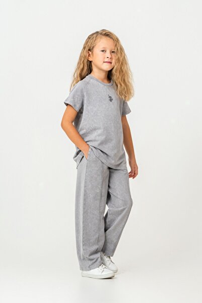 U.S. Polo Assn. Set pijamale gri pentru fete