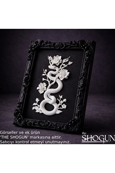 The Shogun Eterna Yılan & Çiçek Rölyef Siyah Tablo | Varaklı Çerçeve 170mm x2...