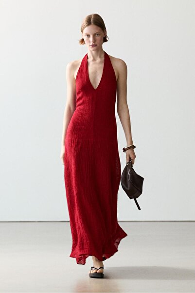 Massimo Dutti %100 keten uzun elbise