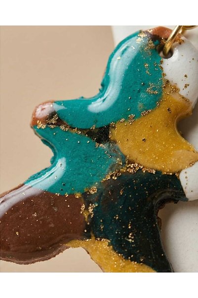 Dodemert Home Cookie Man Polymer Clay & Epoxy Design Earrings