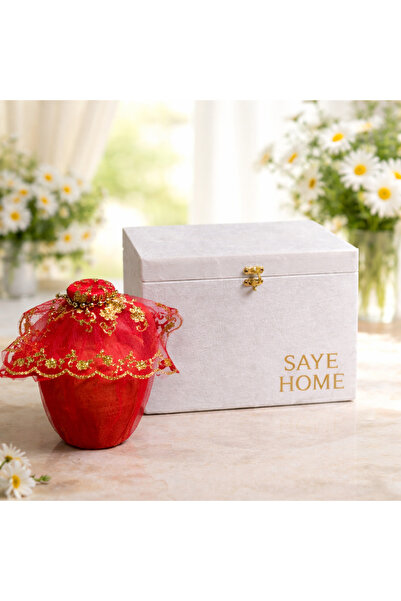 SAYE HOME • Lüks Kadife Kaplama Takı Sandığı ve Testi Seti – Düğün/Nişan Çeyi...