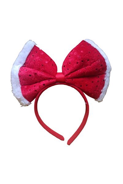 partidolu Coroana de Anul Nou în formă de fundă roșu alb cu paiete 1buc spect...