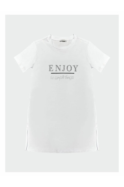 Moodbasic YENİ KADIN YAZILI TAŞLI BASKILI T-SHİRT MB27.164