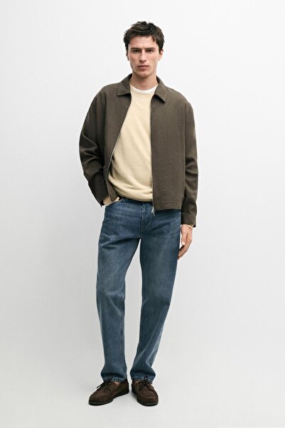 Massimo Dutti %100 keten yaka detaylı ceket