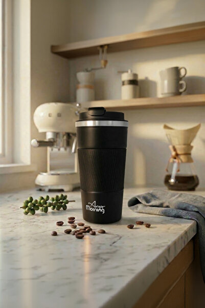 Any Morning 500 ml Paslanmaz Çelik Termos Mug, Kaymaz Silikon Halkalı, Sızdır...