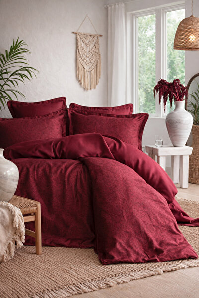 BED LİNE Set cuvertură de pilota din satin, dublu, Lady Burgundy