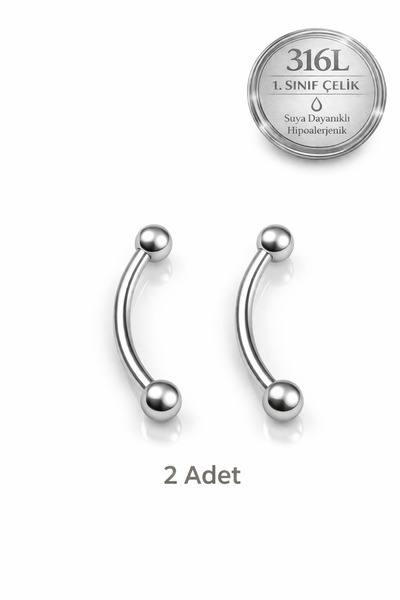 Sacce Scarves&Accessories İki Ucu Top Çelik Piercing Kaş Helix Kıkırdak Kulak...