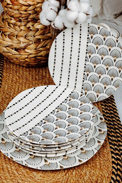 Tulü Porselen طقم تقديم الكيك من تولو بورسلين، 7 قطع، مناسب لـ 6 أشخاص