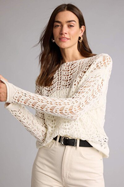 DeFacto Regular Fit Kayık Yaka Ajurlu Kazak F7079AX25AU