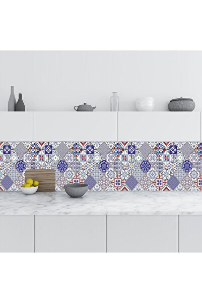 StickerArt Mutfak Tezgah Arası Folyo Fayans Kaplama Folyosu Türk Vintage Karo...