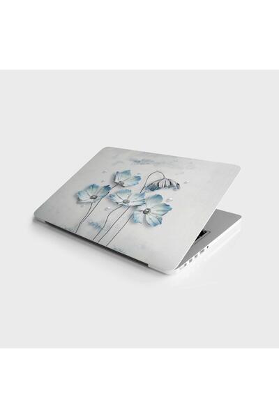 StickerArt Laptop Sticker Notebook Pc Kaplama Etiketi Turkuaz Çiçekler