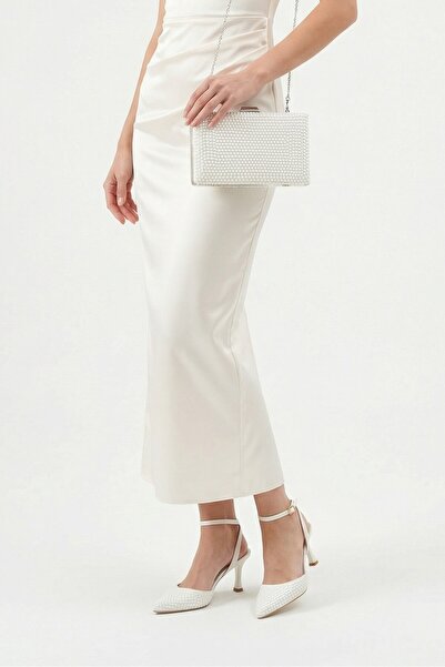 FEMME Pantofi de mireasă cu toc subțire și broderie cu perle pentru femei și ...