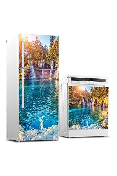 StickerArt Buzdolabı ve Bulaşık Makinası Beyaz Eşya Sticker Kaplama 3D Şelale