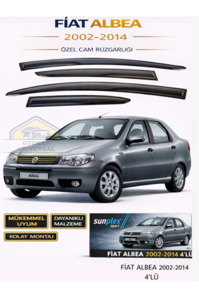 SUNPLEX Fiat Albea 2002-2014 Cam Rüzgarlığı Takım 4'lü Takım Rüzgar Kesici, Y...