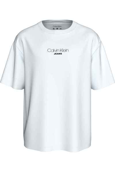 Calvin Klein Men's Brand Logo White T-Shirt Suitable for Daily Use Lv04Rc851G...