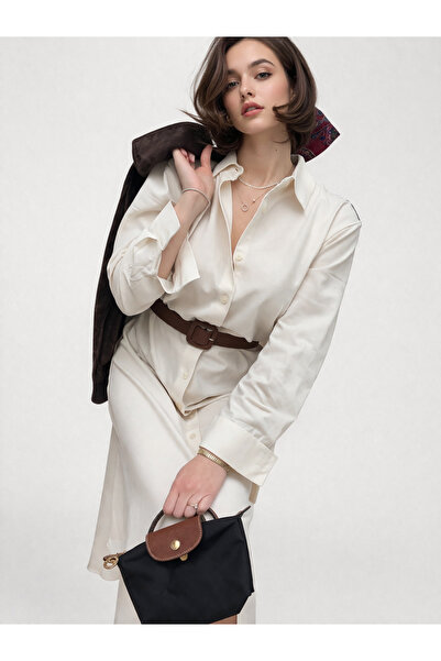 Vireo Club Women's Cotton Viscose Belt Pack Midi Shirt Dress