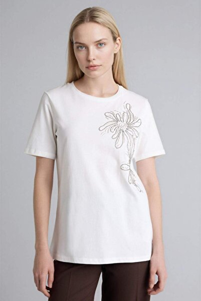 DeFacto Regular Fit Crew Neck Embroidery Print Printed Combed Cotton Short Sl...