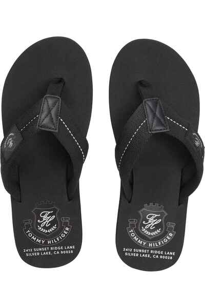 Tommy Hilfiger Men's Brand Logo Casual Black Slippers Suitable for Daily Use ...
