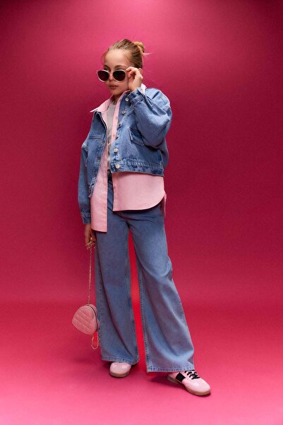 DeFacto Дънки с широки крачоли за момичета H0683A826SM