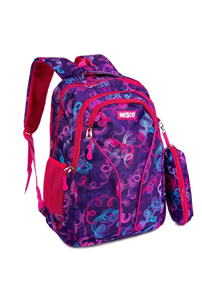 Mesco ghiozdan cu 4 compartimente și penar Mov 44 x 32 x 16 cm