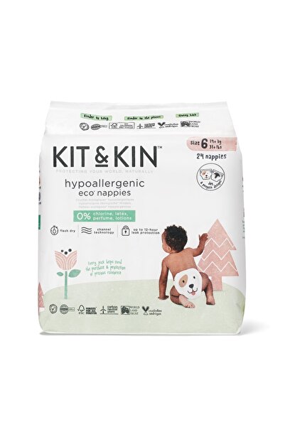 Kit Scutece hipoalergenice Kit&Kin, Mărimea 6, 14 kg+, 24 bucăți