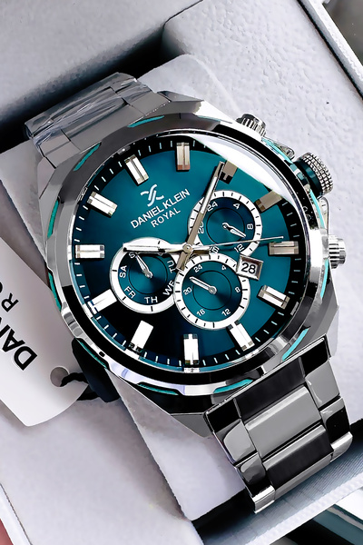 Daniel Klein ساعة يد رجالية أصلية 3 Atm مقاومة للماء باللون الفضي وسوار فولاذ...