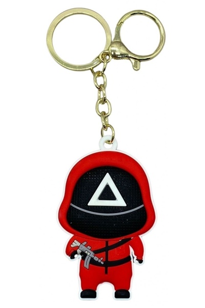 Avaleea Breloc Squid Game din plastic, 4 cm, model 2, mască triunghiulară