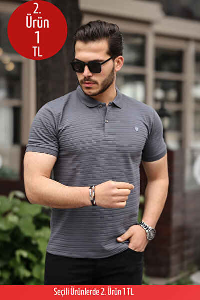 COMBİNE MİCHAİL Ανδρικό μπλουζάκι Smoke Collar Slim Fit - 100% βαμβάκι