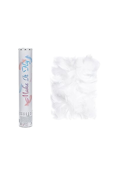 Avaleea Tub de confetti Model cu pene 27 cm Make It Fly Alb