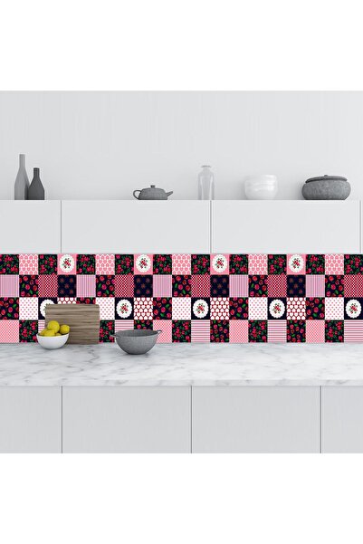 StickerArt Mutfak Tezgah Arası Folyo Fayans Kaplama Folyosu Kiraz Kalp 60x100 CM