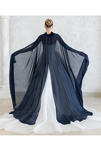 paris in paris LACİVERT ŞİFON KAFTAN-GELİNLİK ÜSTÜ PELERİN-LACİVERT BİNDALLI-ŞİFON KAFTAN-LACİVERT KINA ELBİSESİ