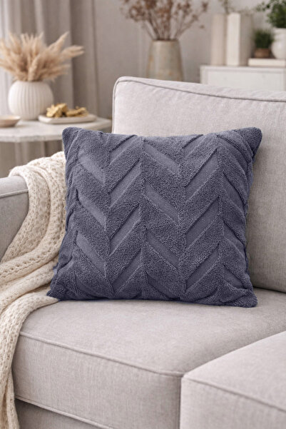 Bumedo Plush Decorative Cushion Cover 42X42 cm Nordic Zigzag B Herringbone Pa...