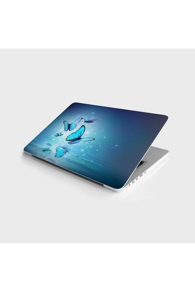 StickerArt Laptop Sticker Bilgisayar Notebook Pc Kaplama Etiketi Mavi Kelebekler