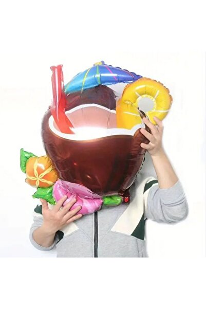 partidolu بالون هاوايان الصيفي لحفلات الكوكتيل على شكل كأس فويل 82 × 70 سم قط...