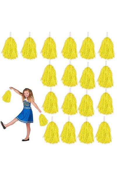 partidolu 10 Çift( 20 Adet )Mat Sarı Renkli 23 Nisan Gösteri Ponponu