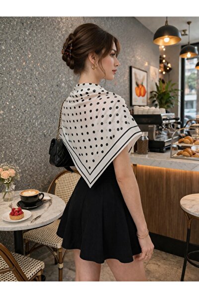 tarzınısec Λευκό πουά μοντέλο Φουλάρι Μπαντάνα Σάλι Εστασκάρφα 70x70 εκ.