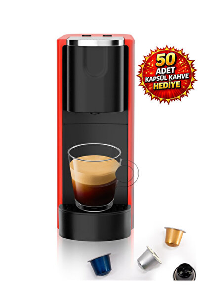 Ox-Pro Espresso Kapsül Kahve Makinesi – 20 Bar Basınç, Kırmızı