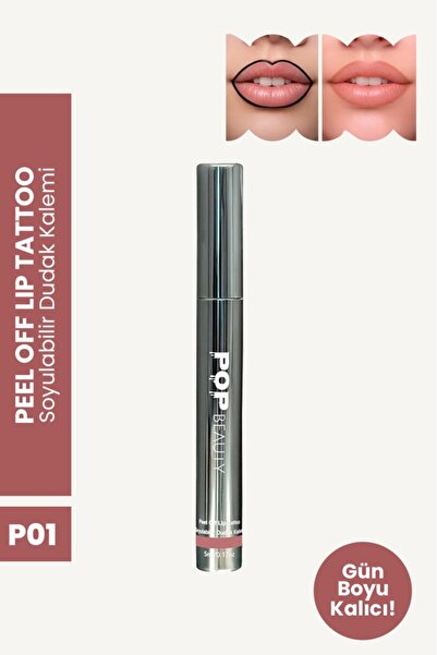 POP Beauty Soyulabilir Dudak Kalemi-Peel-Off Lip Tattoo, P01 PEMBE 8684415590299