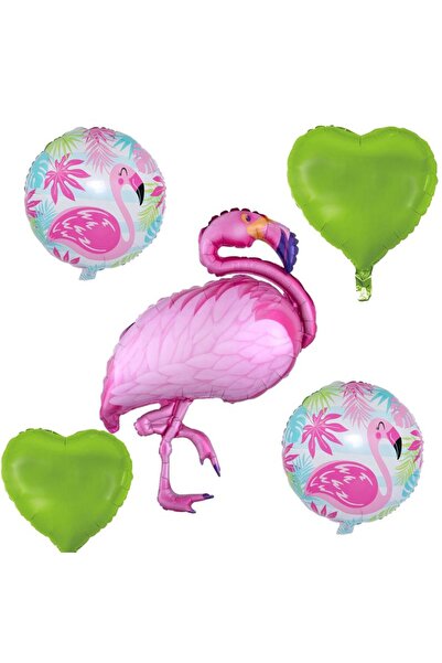 partidolu بالونات فويل فلامينجو وقلب هاواي استوائية 5 قطع