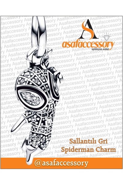 asaf Sallantılı gri spiderman charm | gümüş kaplama