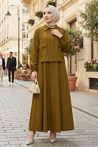 Bestenur Faylin Jacket Clothes Double Suit 1565 - Fat Green