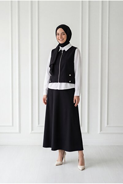 MİHRA STORE Γιλέκο Yahira με φερμουάρ και μεταλλικά κουμπιά, σετ 3 τεμαχίων-M...