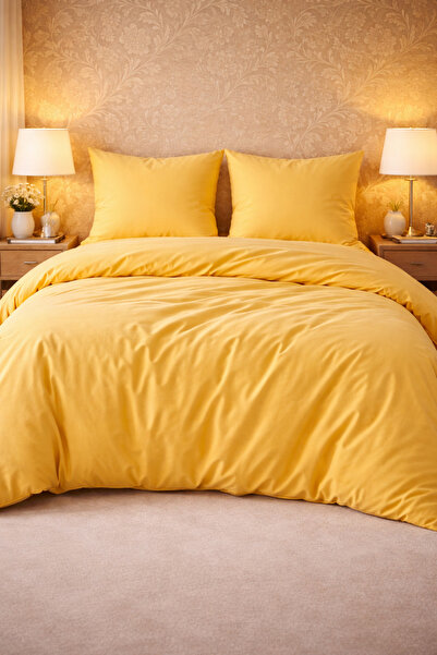 MORE HOME طقم غطاء لحاف مفرد مطاطي باللون الأصفر