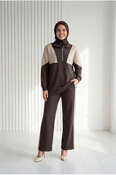 MİHRA STORE Cansev Κοστούμι με μισό φερμουάρ και γαρνιρισμένο παντελόνι-BY730...