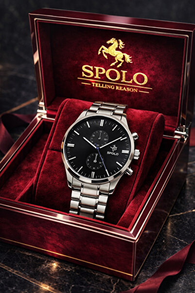 S.POLO Gümüş Erkek Kol Saati Yeşil Kadran Spor Saat Bileklik