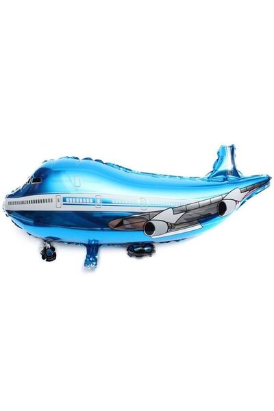 partidolu Süpershape Passenger Airplane Foil Balloon Blue Color 80X35 cm 1 Piece