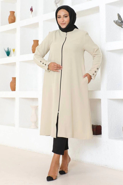 Neva Style Capac Linda cu detaliu manșetă - Crem